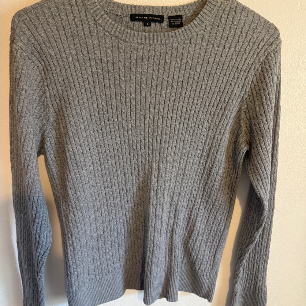 JEANNE PIERRE Gray Ribbed Sweater